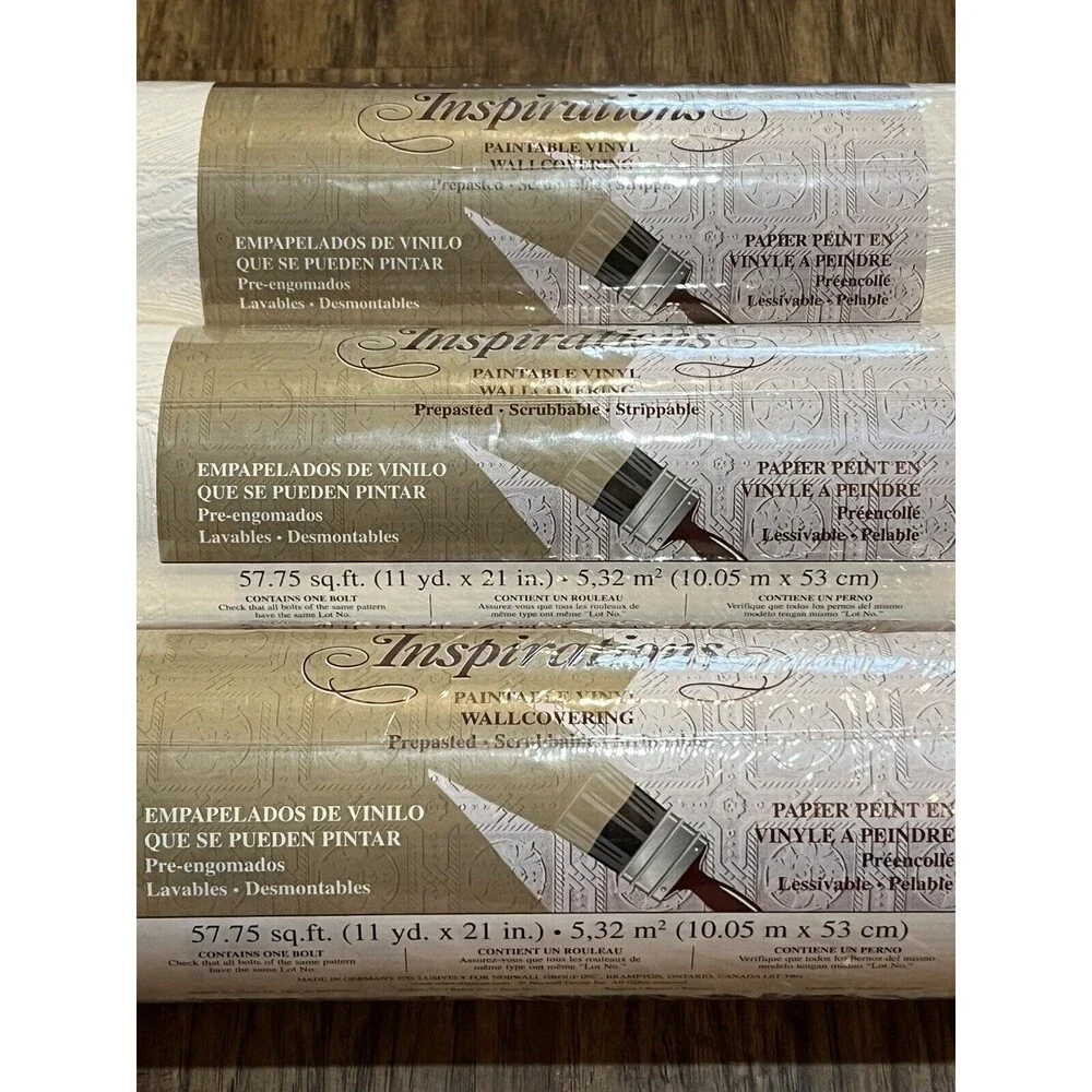 Architectural Inspirations Paintable Vinyl Wall Covering Lot Of 3 Rolls 533200L